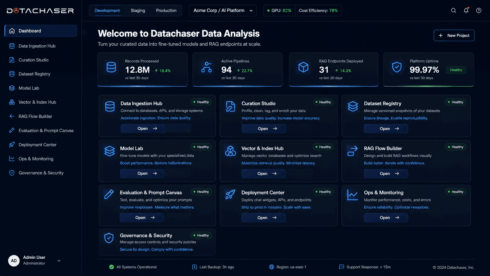 Datachaser - vista de resultado